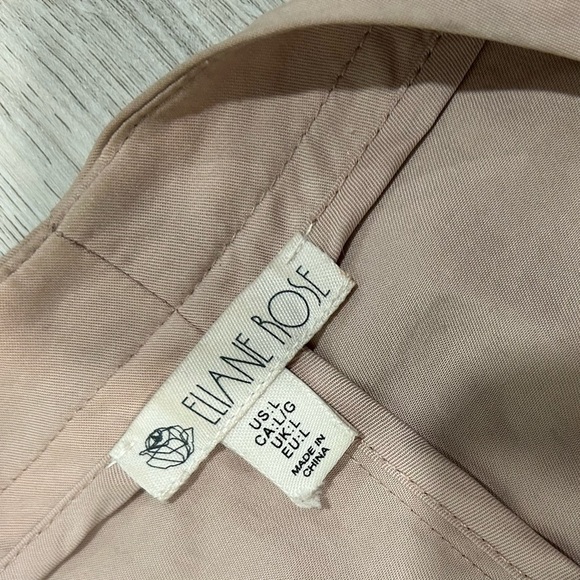 Eliane Rose Open Blazer Jacket Tencel Beige Pink Roll Tab 3/4 Sleeve Size L - Picture 2 of 6